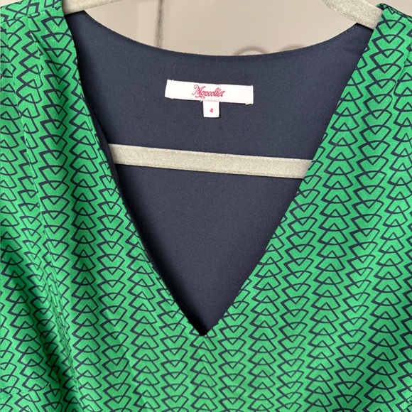Anthropologie Moncollet Green Silk Dress Womens 4 Geometric Office Core Wedding - Picture 5 of 5
